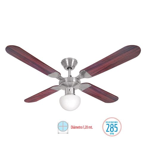Ventilador de Techo con Lúz 48" Madera Clara/ Madera Tradicional