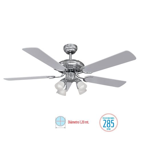 Ventilador de Techo con Lúz 48" Silver/Negro